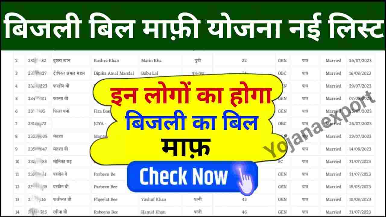 Bijli Bill Mafi Yojana New List 2024